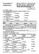 Kiểm tra cuối học kì 1 Tiếng Anh Lớp 9 (Chương trình 7 năm) - Năm học 2021-2022 - Sở GD&ĐT Quảng Nam (Có hướng dẫn chấm)